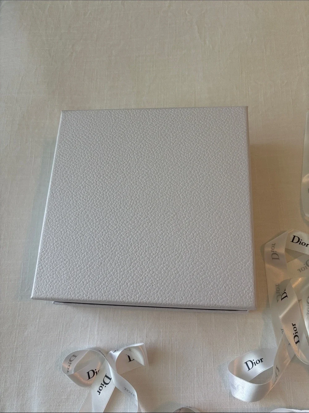 Dior White Gift Box with Gold Logo and Branded White Ribbon- Authentic from Dior